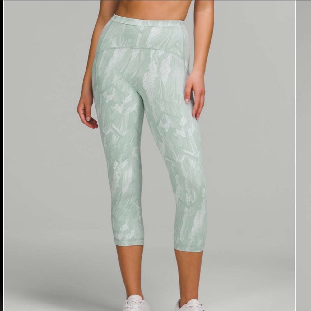 Lululemon Swift Speed High-Rise Crop 21" Leggings Chevron Jacquard Silver Blue 4